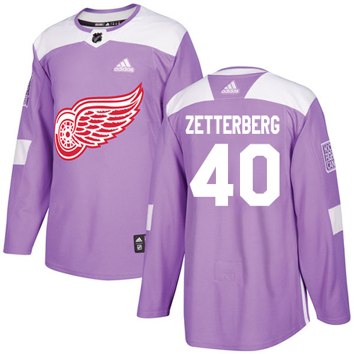 Adidas Red Wings #40 Henrik Zetterberg Purple Authentic Fights Cancer Stitched Youth NHL Jersey